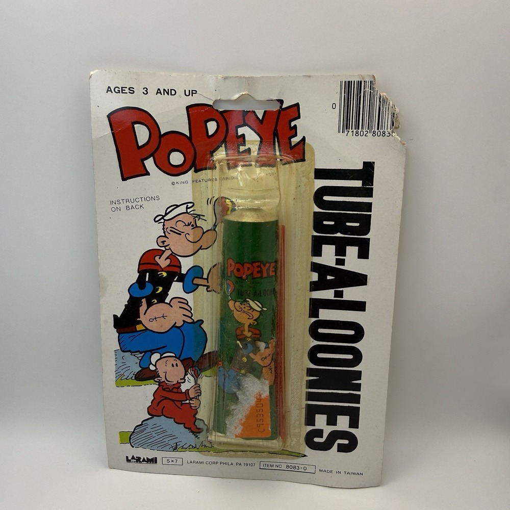Vintage 1981 Popeye Tube-A-Loonies - New Sealed Larami Corp Made in Taiwan